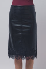 PU LACE BOTTOM MIDI SKIRT