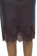 PU LACE BOTTOM MIDI SKIRT