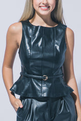 PU PEPLUM TANK WITH BELT