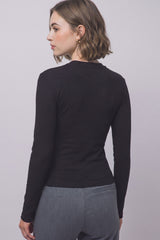 RIBBED SIDE SCARF TEE