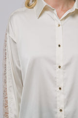 LACE SLEEVE SATIN SHIRT