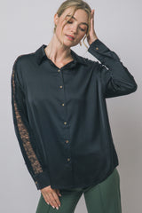 LACE SLEEVE SATIN SHIRT