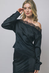 SATIN OFF SHOULDER LACE TOP