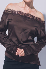 SATIN OFF SHOULDER LACE TOP