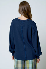 WAFFLE KNIT OVERSIZE SWEATER