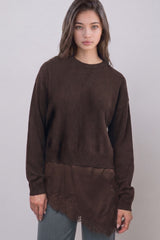 SATIN LACE BOTTOM SWEATER