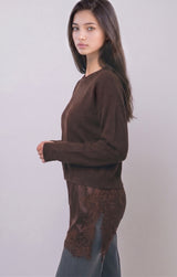 SATIN LACE BOTTOM SWEATER