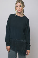 SATIN LACE BOTTOM SWEATER