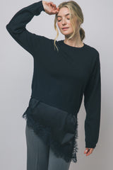 SATIN LACE BOTTOM SWEATER
