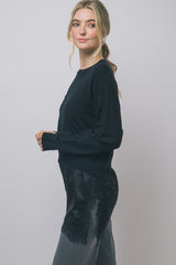 SATIN LACE BOTTOM SWEATER