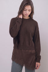 SATIN LACE BOTTOM SWEATER