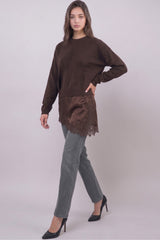 SATIN LACE BOTTOM SWEATER