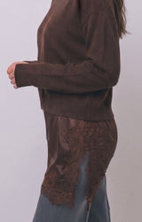 SATIN LACE BOTTOM SWEATER