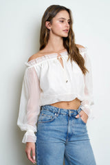 OFF SHOULDER ORGANZA BUBBLE TOP