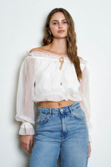 OFF SHOULDER ORGANZA BUBBLE TOP