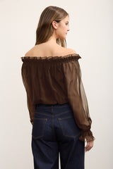 OFF SHOULDER ORGANZA BUBBLE TOP