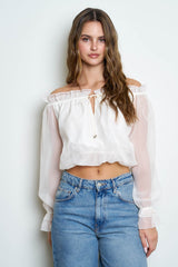 OFF SHOULDER ORGANZA BUBBLE TOP