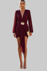 MADDOX - LONG SLEEVE MESH SCARF DRESS