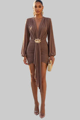 MADDOX - LONG SLEEVE MESH SCARF DRESS