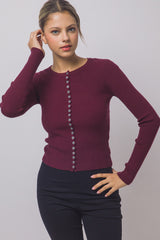 RIBBED BUTTON HENLEY TOP