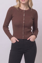 RIBBED BUTTON HENLEY TOP
