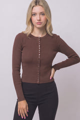 RIBBED BUTTON HENLEY TOP