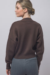 V NECK GOLD BUTTON CARDIGAN