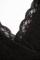 CROSSOVER LACE TRIM SWEATER