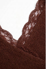 CROSSOVER LACE TRIM SWEATER