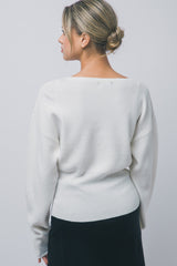 CROSSOVER LACE TRIM SWEATER