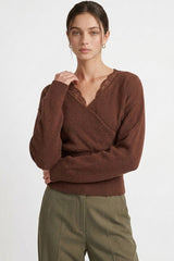 CROSSOVER LACE TRIM SWEATER