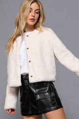 FAUX CROP ROUND NECK JACKET