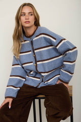 HEATHERED STRIPE OVERSIZE SWEATER