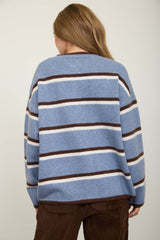 HEATHERED STRIPE OVERSIZE SWEATER