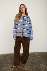 HEATHERED STRIPE OVERSIZE SWEATER