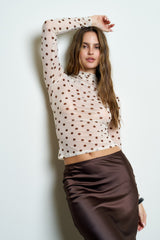 MESH POLKA DOT MOCK TOP