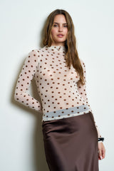 MESH POLKA DOT MOCK TOP