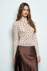 MESH POLKA DOT MOCK TOP