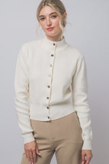 RIBBED MOCK CARDIGAN