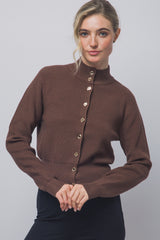 RIBBED MOCK CARDIGAN