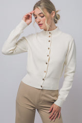 RIBBED MOCK CARDIGAN