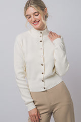 RIBBED MOCK CARDIGAN