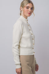 RIBBED MOCK CARDIGAN