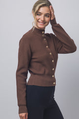RIBBED MOCK CARDIGAN