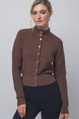 RIBBED MOCK CARDIGAN