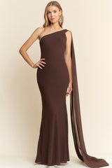 LAVELLE - ONE SHOULDER GIORGETTE DRESS