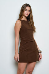 BELTED CORD TANK DRESS