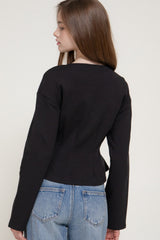 CREW PEPLUM KNIT TOP