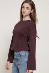 CREW PEPLUM KNIT TOP