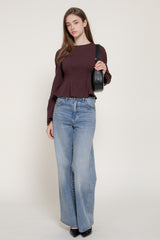 CREW PEPLUM KNIT TOP